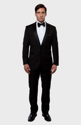 Black 1 Button Peak Lapel Tuxedo
